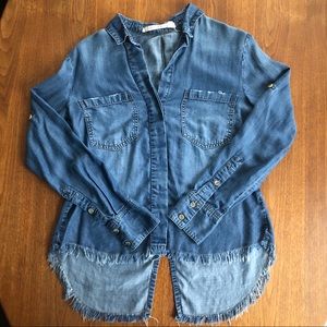 Chelsea & Violet Distressed Denim Button-Up Shirt